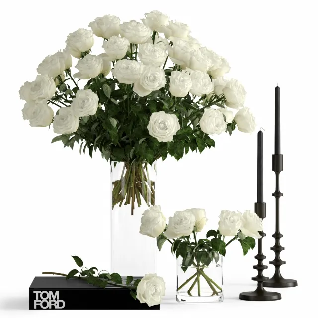 decoration - White roses 5 3D Model