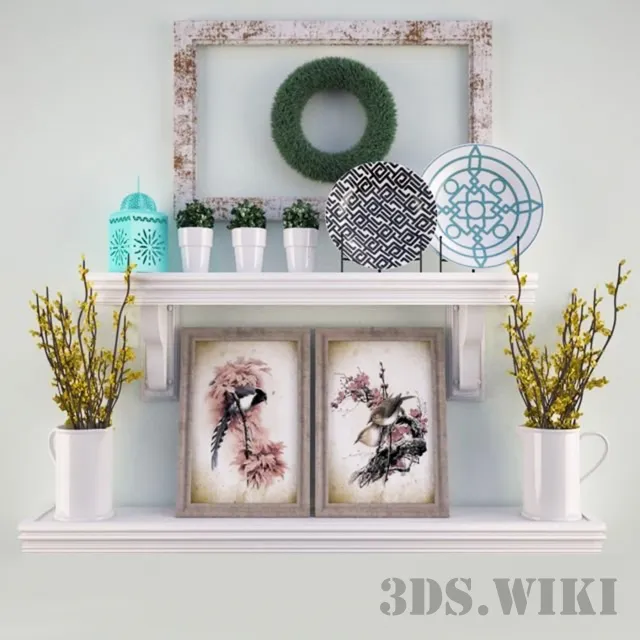 decoration - White shelves 3D Model