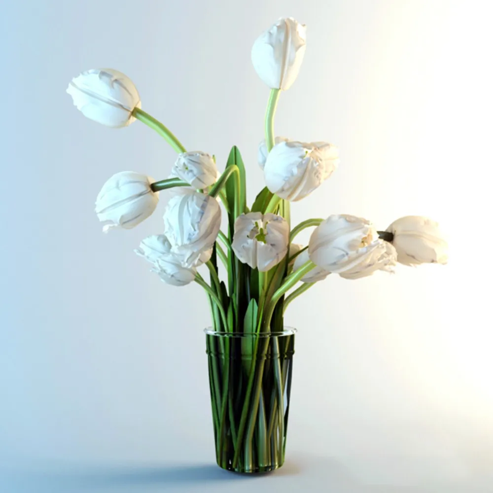 decoration - White tulips 3D Model