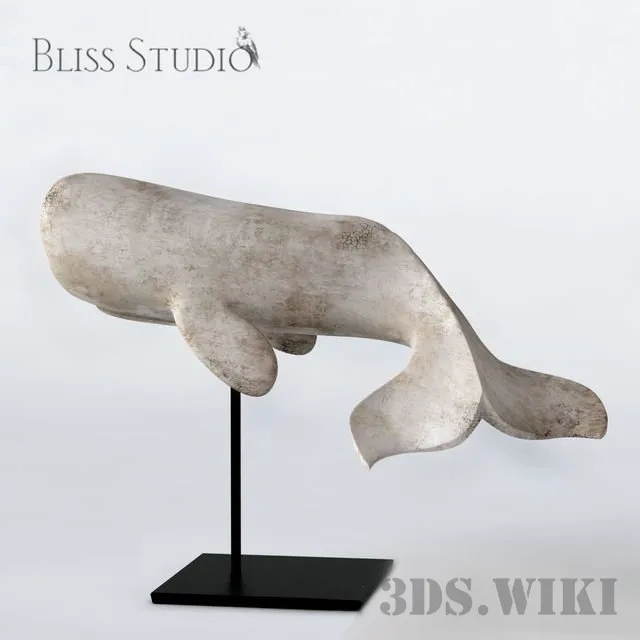 decoration - White whale on stand 3D Model