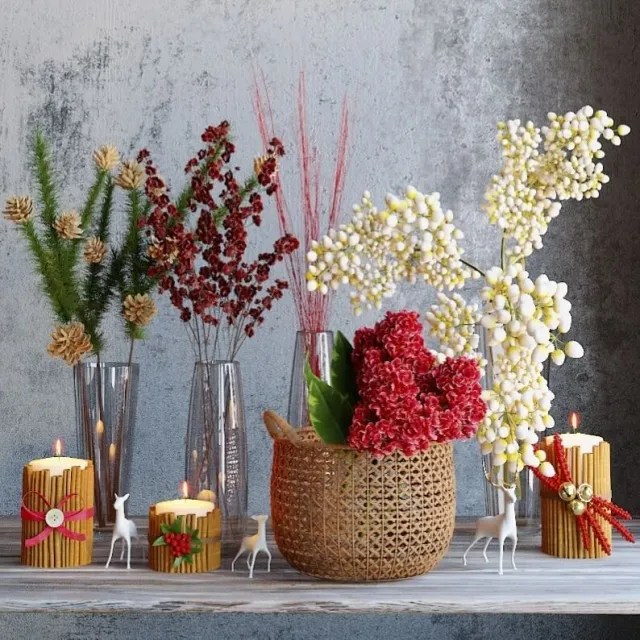 decoration - Winter flowers set 3D Model