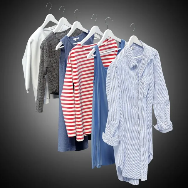 decoration - Women's clothing on hangers 2 3D Model