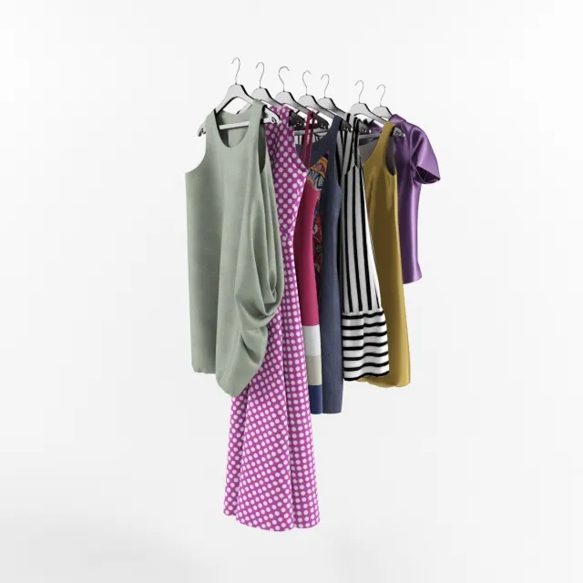 decoration - women's clothing on hangers 3D Model