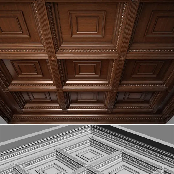 decoration - Wooden ceiling. Caissons 3D Model