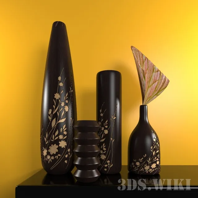 decoration - wooden vases 3D Model