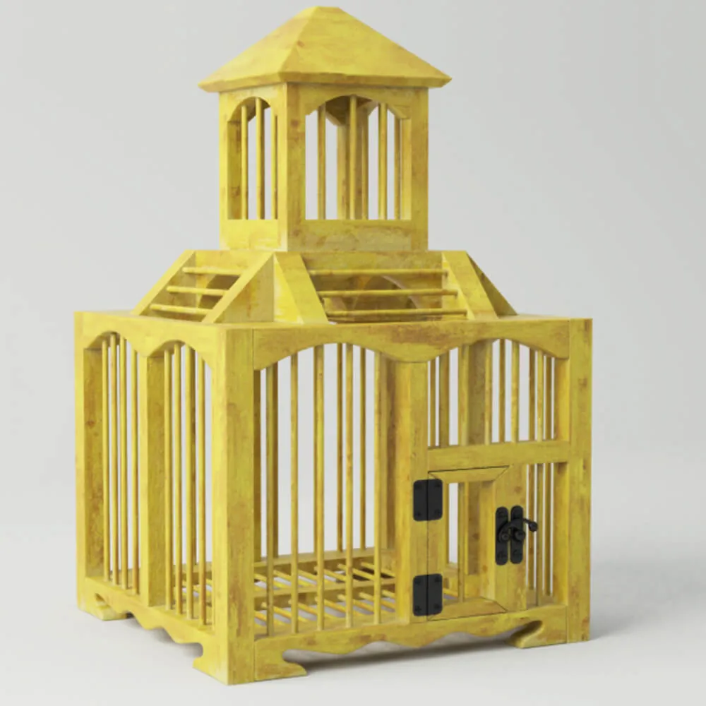 decoration - Yellow decorative cage 3D Model