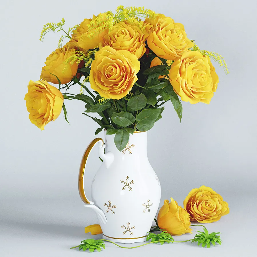 decoration - Yellow flowers 01 3D Model