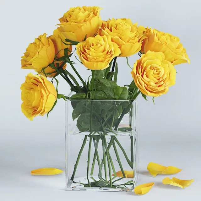 decoration - Yellow flowers 3D Model