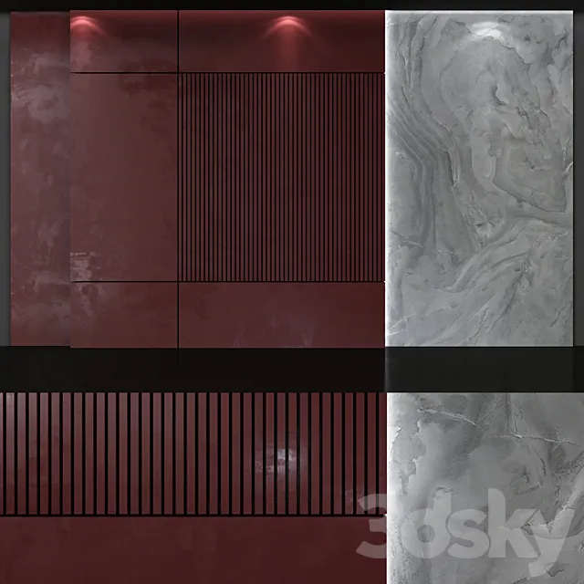 Decorative 3d panel Unitile Life Milan and burgundy MDF panels 3D Model