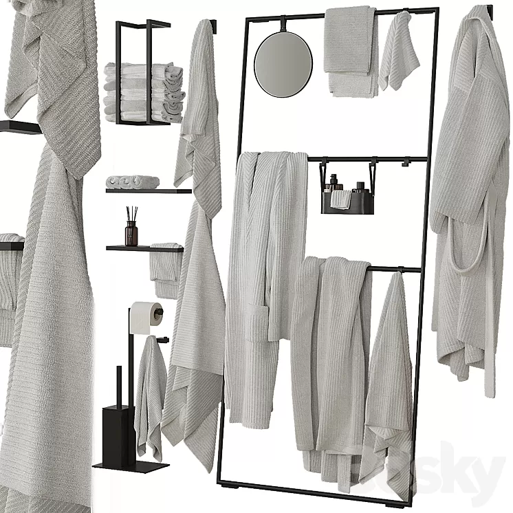 Decorative bathroom set 201 3D Model Free