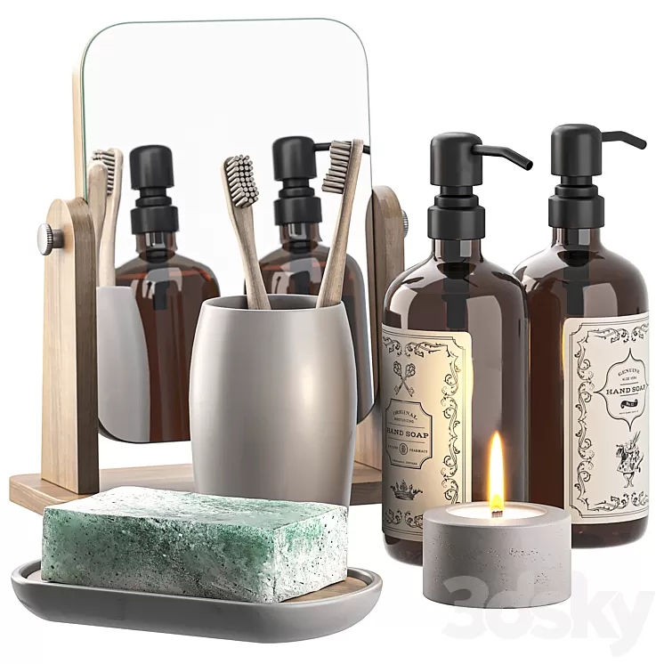 Decorative bathroom set 3D Model Free