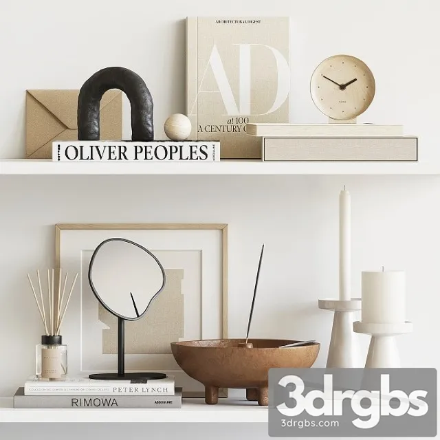 Decorative Beige Set 3D Model Free