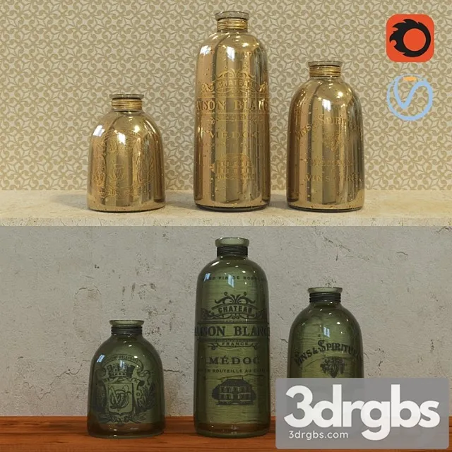 Decorative Bottles 2 3D Model Free