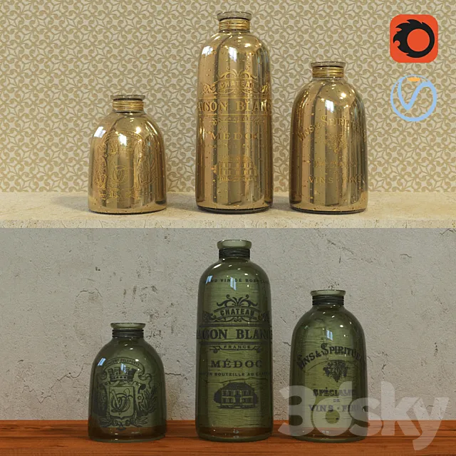 Decorative bottles 3D Model