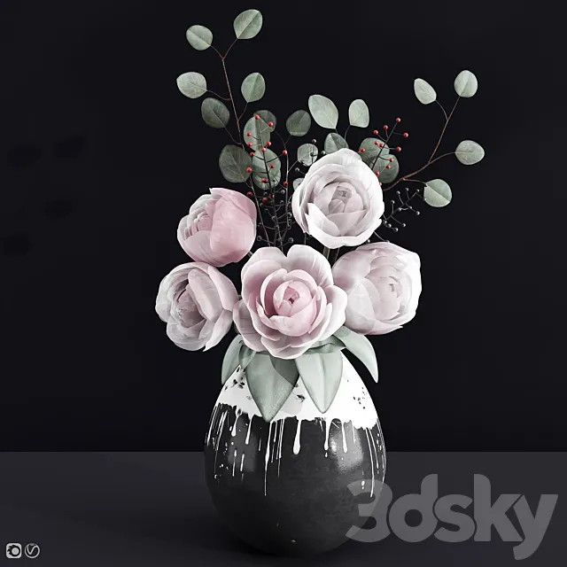 Decorative Bouquet With Peonies 3DModel