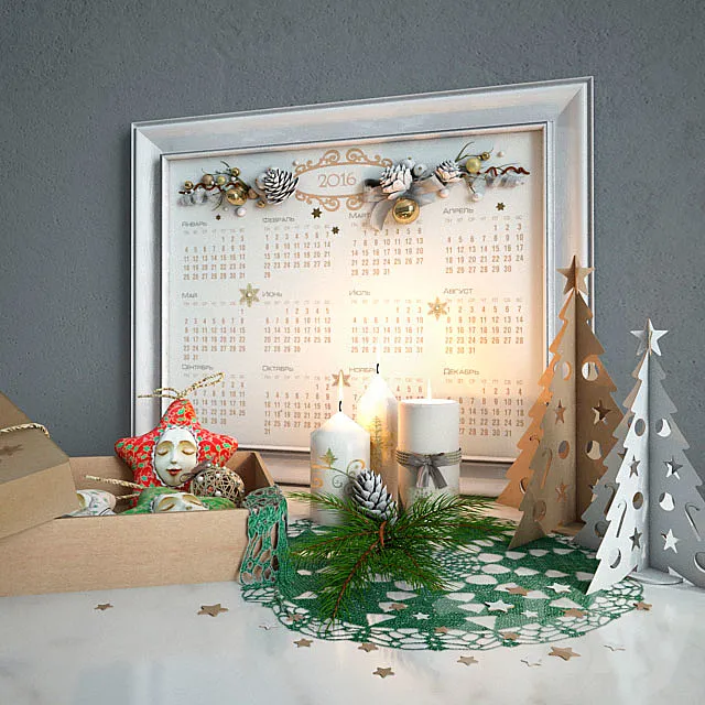 Decorative Christmas set 3D Model