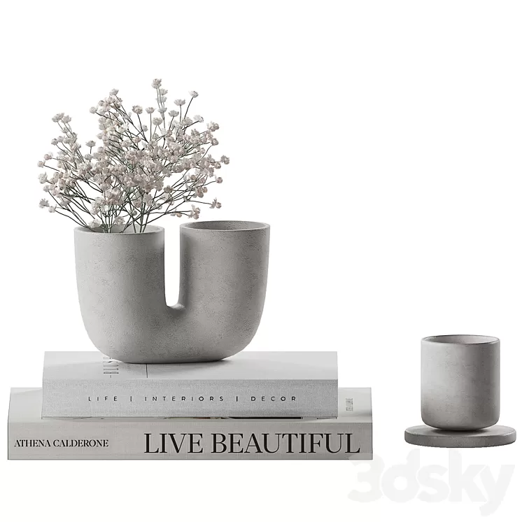 Decorative coffee table set 24 3D Model Free