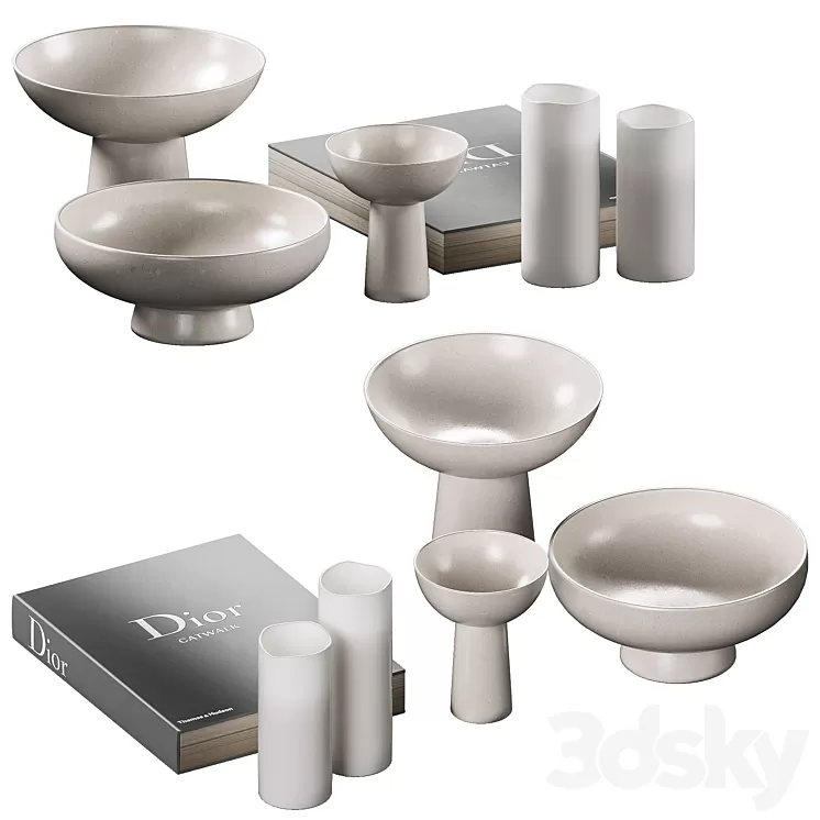 Decorative coffee table set 32 3D Model Free