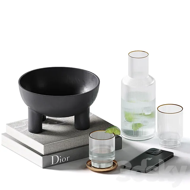 Decorative coffee table set 34 3DModel