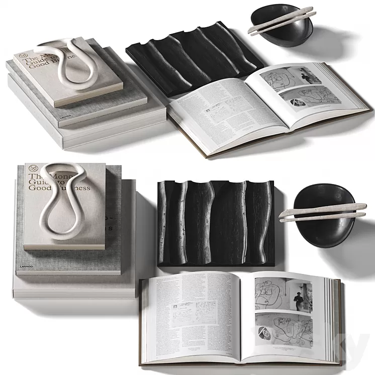 Decorative coffee table set 35 3D Model Free