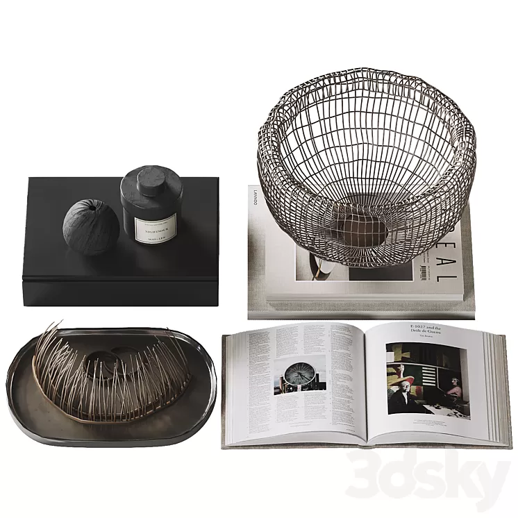 Decorative coffee table set 38 3D Model Free