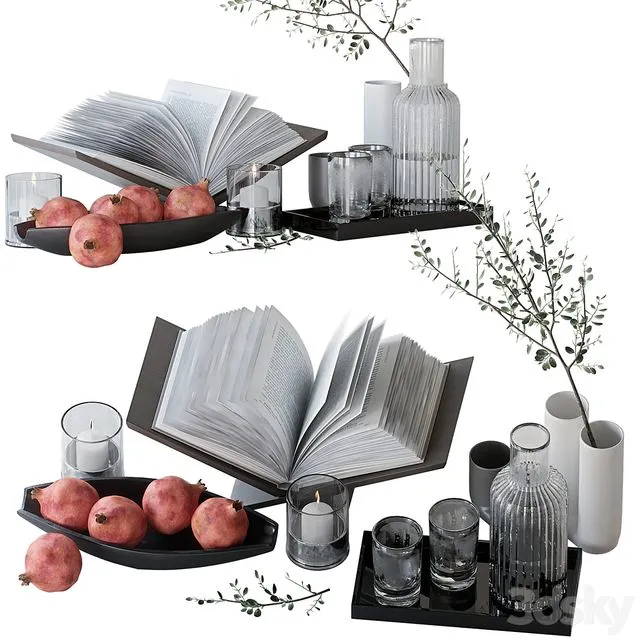 Decorative coffee table set 3D Model