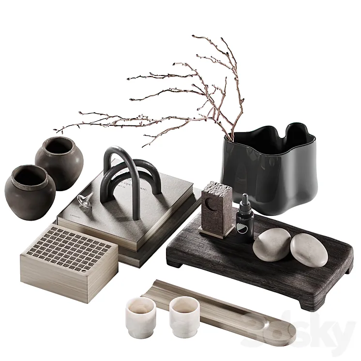 Decorative coffee table set 45 3D Model Free Download