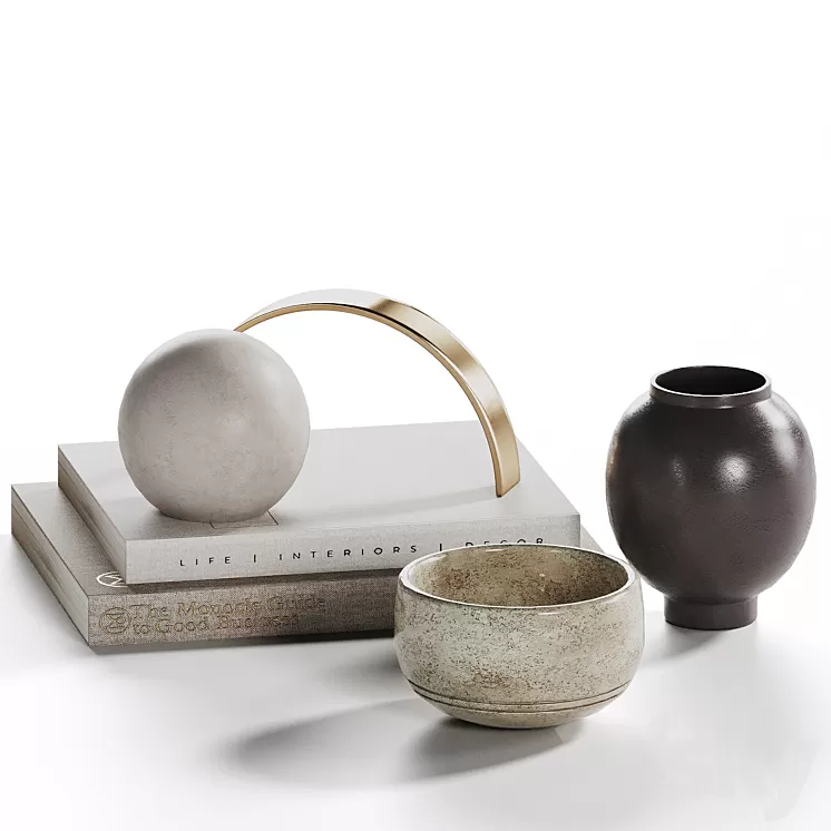 Decorative coffee table set 8 3D Model Free