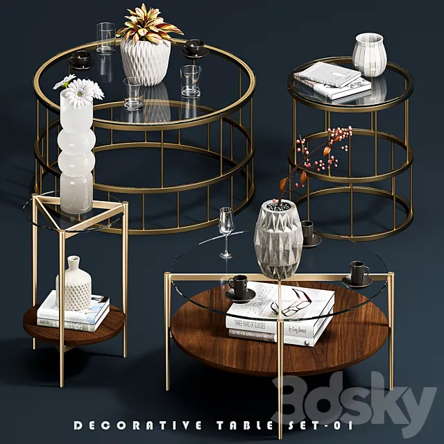 Decorative Coffee Tables Set 01 3DModel