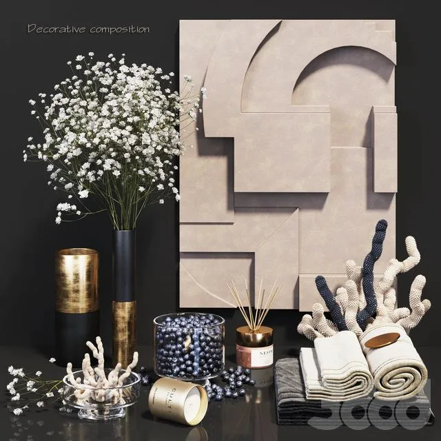 Decorative composition - wildflowers 3D Model