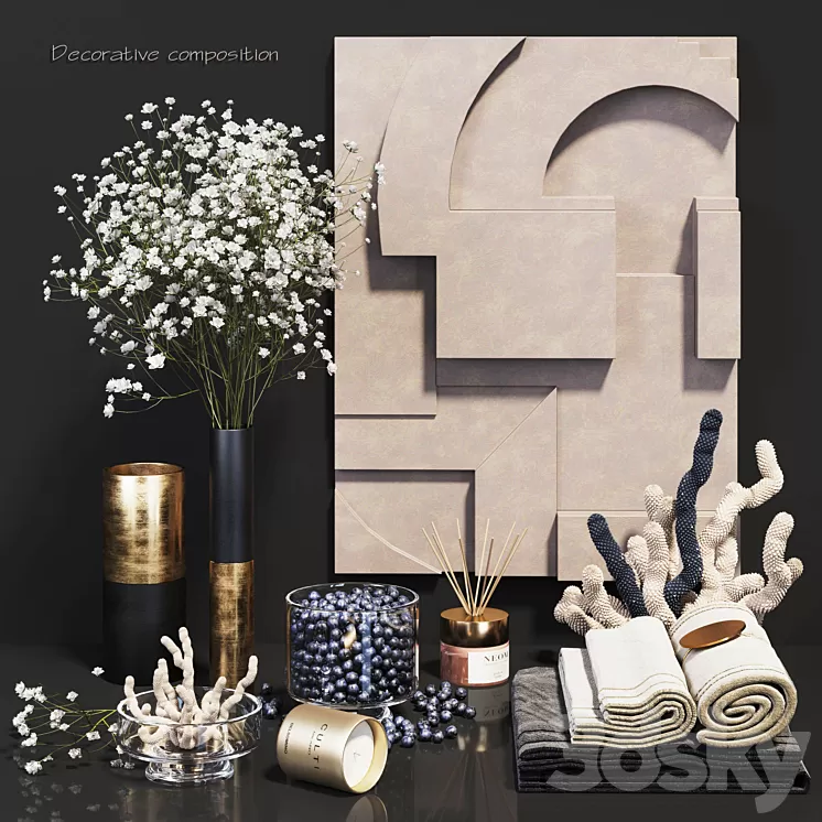 Decorative composition - wildflowers 3D Model