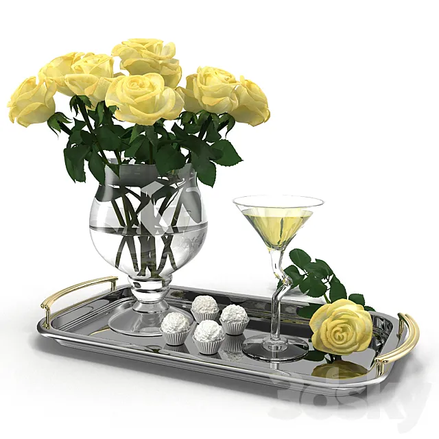 decorative composition with roses 3DModel