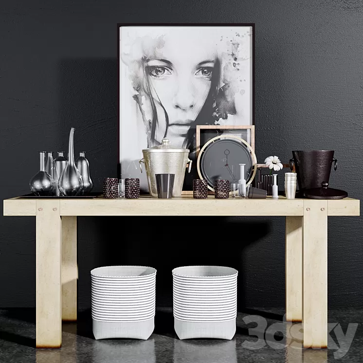 Decorative console table set - 2 3D Model