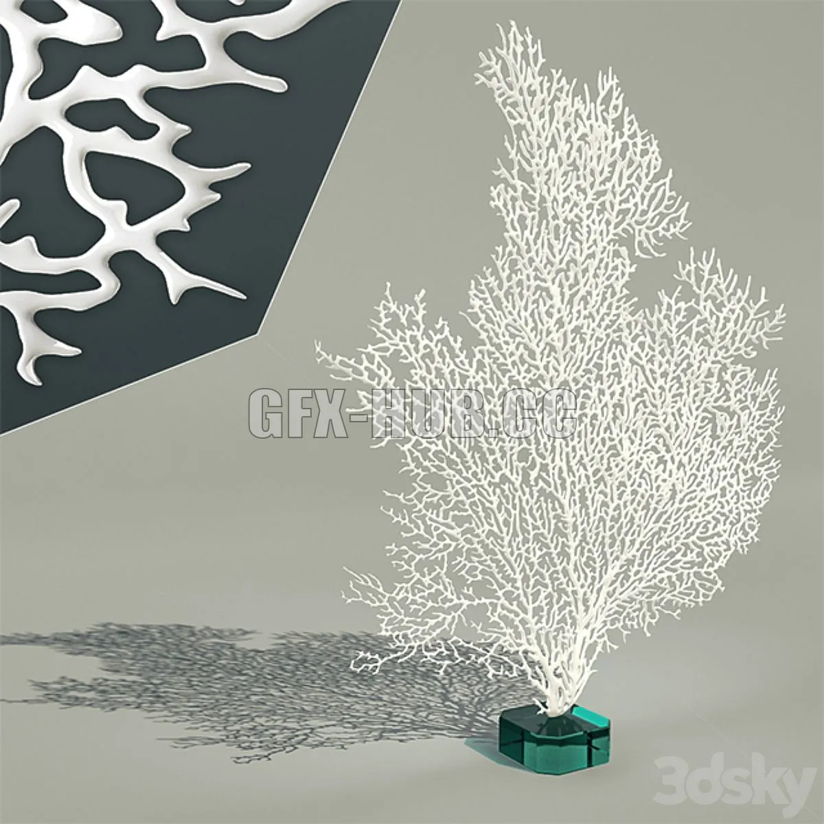 Decorative coral on a glass base 3D Model