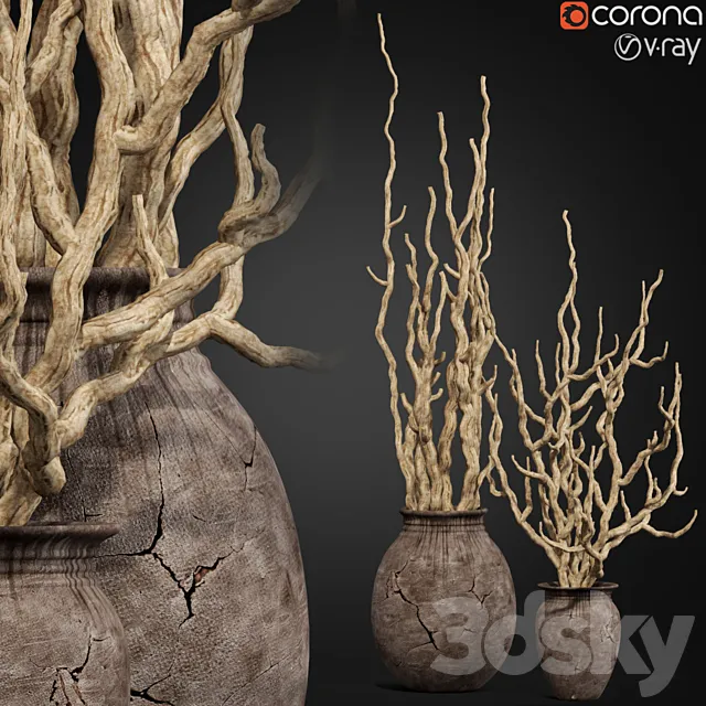 Decorative dry branch 01 3D Model