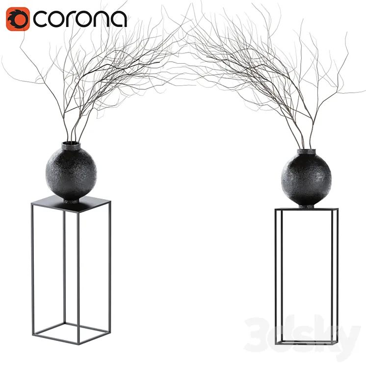 decorative dry plant 3D Model Free