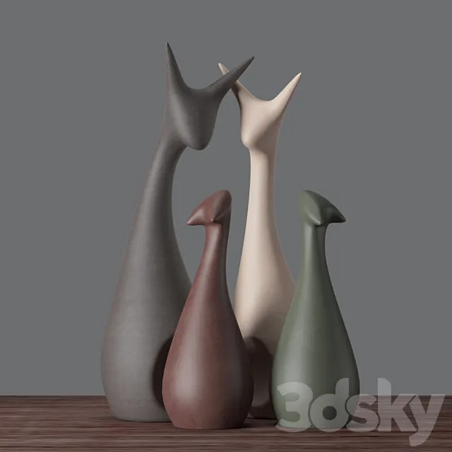 Decorative family of cats BHM beihanmei 3D Model