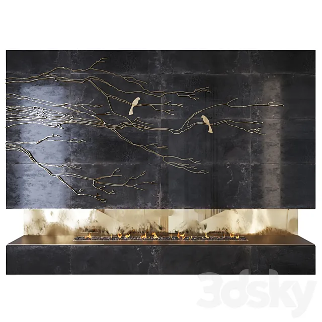 Decorative fireplace _branches Free Download