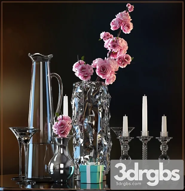 Decorative flower vase set 3 3D Model Free