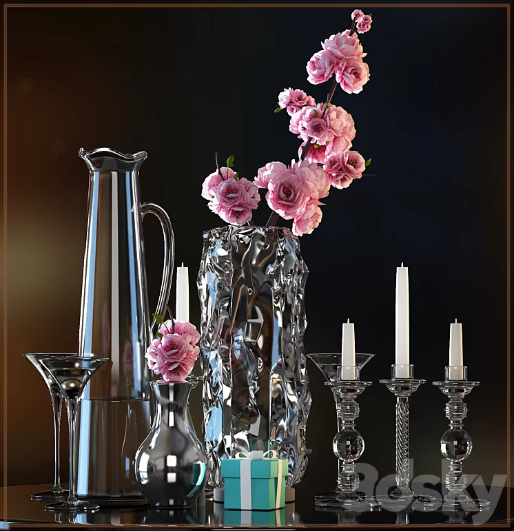 DECORATIVE FLOWER VASE SET 3 3D Model