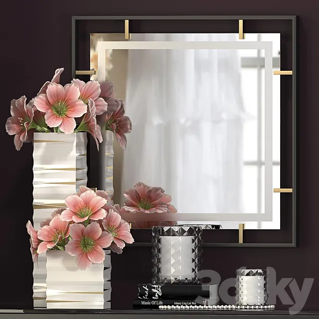 DECORATIVE FLOWER VASE SET 5 3D Model