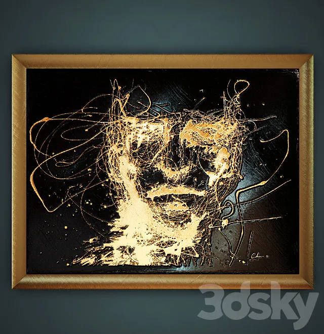 Decorative granite panel with engraved and gilded. 3D Model