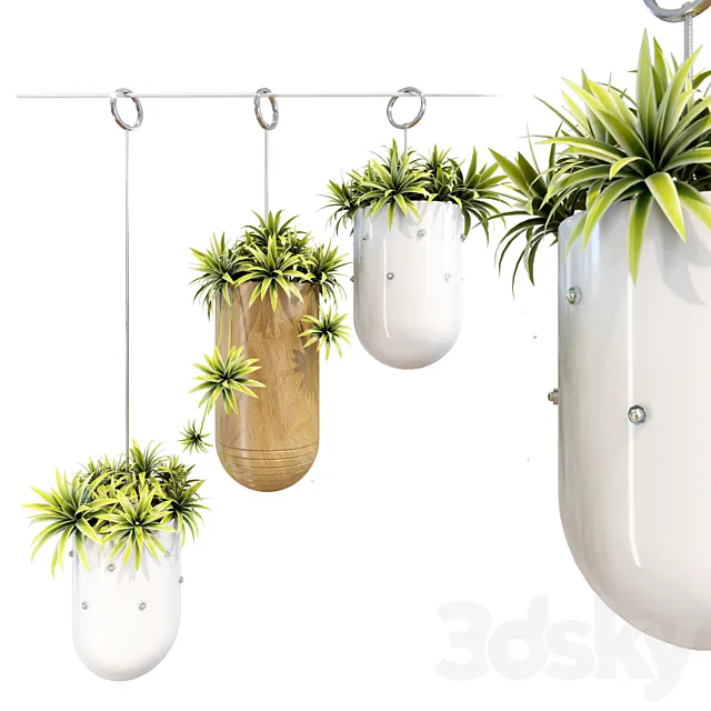 Decorative Hanging Metal Planter Set 3D Model
