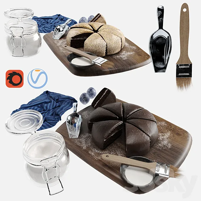 Decorative Kitchen Cake Set 3D Model