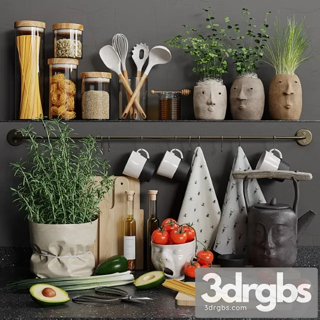 Decorative kitchen set 02 3D Model Free
