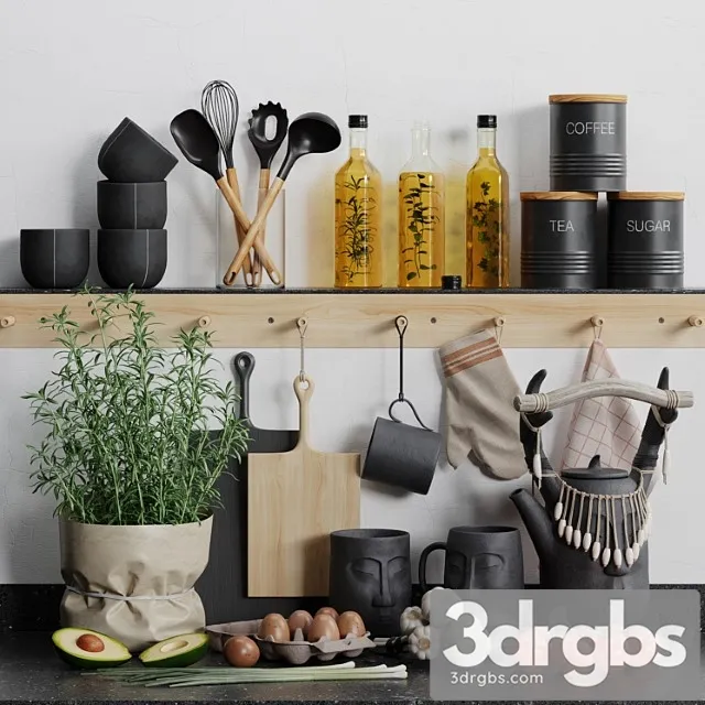 Decorative Kitchen Set 03 3D Model Free
