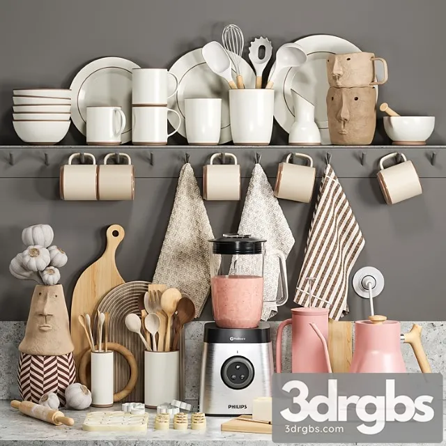Decorative kitchen set 07 3D Model Free