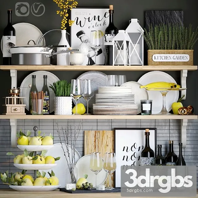 Decorative kitchen set 3_3 3D Model Free