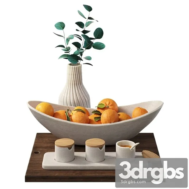 Decorative Kitchen Set With Oranges 3D Model Free