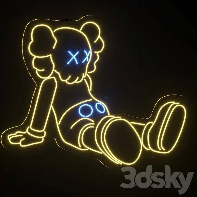 decorative lamp made of flexible neon KAWS Free Download